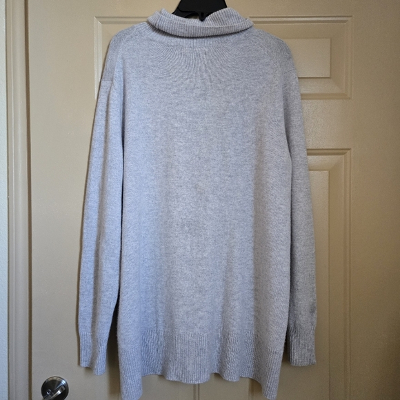 WoolOvers Luxurious Cashmere Boxy Polo Neck Jumper XL Glass Gray oversized - Picture 7 of 9